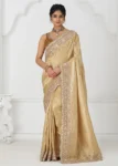 Golden Dola Silk Wedding Wear Saree with Beads & Sequin Work