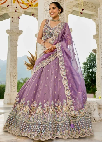 Purple Satin Silk Fabric Sequin Embroidered Ready to Wear Lehenga Choli With Dupatta